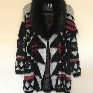 ‼️SALE‼️BCBG MaxAzria faux fur collar cardigan!